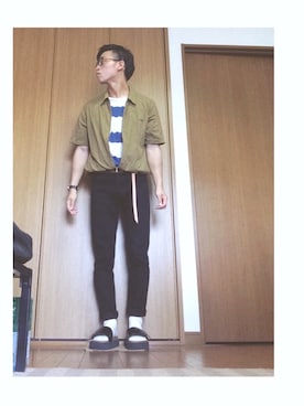 「H&M」｜「アイテム（サンダル）」を使った、ポテチさん（メンズ・165cm・20代）の夏コーディネート