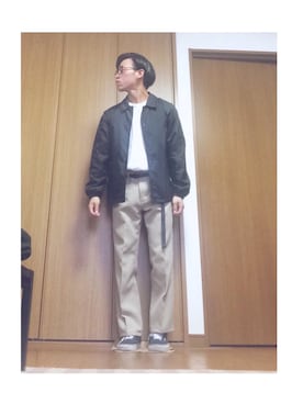 「GDC（ジーディーシー）のアイテム（ナイロンジャケット）」を使った、ポテチさん（メンズ・165cm）の秋コーディネート