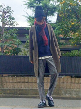 「アイテム（チェスターコート）」を使った、るるさん（メンズ・170cm・10代）の秋コーディネート