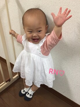 「水玉」｜「アイテム（チュニック）」を使った、rinanaさん（キッズ・70cm）の春コーディネート