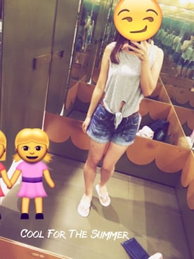 「MONKI（モンキ）のアイテム（ベスト）」を使った、Edieさん（レディース・160cm）の夏コーディネート