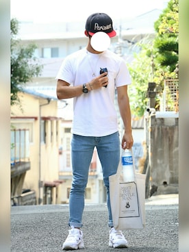 「アイテム（バングル/リストバンド）」を使った、twinさん（メンズ・169cm・20代）の夏コーディネート