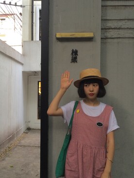 「アイテム（チュニック、レッド系）」を使った、みどりさん（レディース・162cm）の秋コーディネート