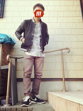 「HARE」｜「アイテム（スタジャン）」を使った、tatsuyaさん（メンズ・164cm）の冬コーディネート