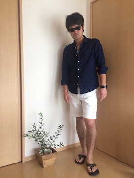 「Abercrombie&Fitch（アバークロンビーアンドフィッチ）のアイテム（シューズ）」を使った、MIZさん（メンズ・180cm）の夏コーディネート