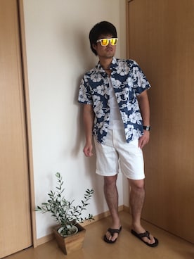 「Abercrombie&Fitch（アバークロンビーアンドフィッチ）のアイテム（シューズ）」を使った、MIZさん（メンズ・180cm）の夏コーディネート