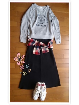「CONVERSE（コンバース）のCONVERSE  CVS ALL STAR OX（スニーカー、ホワイト系）」を使った、さーこさん（レディース・156cm）の春コーディネート