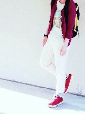 「ROYAL ELASTICS（ロイヤルエラスティクス）のアイテム」を使った、中町さん（レディース・155cm）の春コーディネート