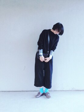 「黒ニット」｜中町さん（レディース・155cm）の冬コーディネート