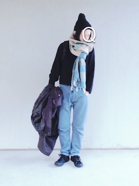 「Levi's（リーバイス）のアイテム（バックパック/リュック）」を使った、中町さん（レディース・155cm）の冬コーディネート