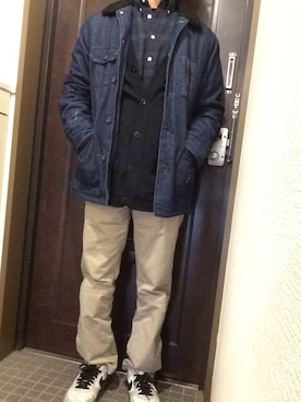 「STUSSY（ステューシー）のアイテム（デニムジャケット）」を使った、2481093さん（メンズ・175cm）の冬コーディネート