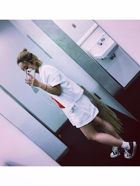 「アイテム（セットアップ、ホワイト系）」を使った、aさん（レディース・150cm）の夏コーディネート