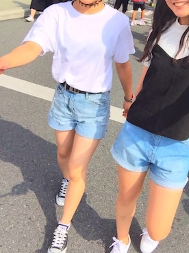 「CONVERSE（コンバース）のconverse（コンバース） ALL STAR OX（オールスターOX）（スニーカー）」を使った、MiiMiiさん（レディース・157cm）の夏コーディネート