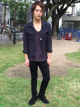 「LAD MUSICIAN（ラッドミュージシャン）のアイテム（デニムジャケット）」を使った、Masanobu Kuboさん（メンズ・179cm）の秋コーディネート