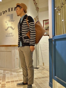 「417 EDIFICE（フォーワンセブンエディフィス）のアイテム（トートバッグ）」を使った、417ｂｙEDIFICE渋谷店さん（メンズ・176cm）の春コーディネート