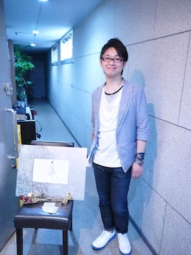 「PPFM（ピーピーエフエム）のアイテム（アクセサリー）」を使った、あるカードさん（メンズ・170cm）の夏コーディネート