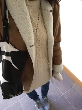 「SEVENDAYS=SUNDAY（セブンデイズサンデイ）のアイテム（ムートンコート）」を使った、s a y a ▽さん（レディース・164cm）の冬コーディネート