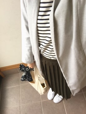 「chambre de charme（シャンブルドゥシャーム）のアイテム（ノーカラージャケット）」を使った、s a y a ▽さん（レディース・164cm）の春コーディネート
