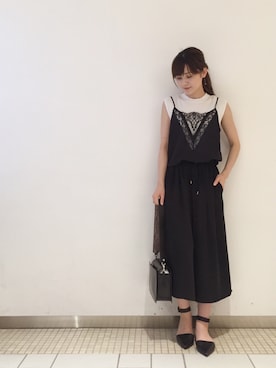 「キュロット」｜「アイテム（パンプス）」を使った、miyaさん（レディース・156cm）の夏コーディネート