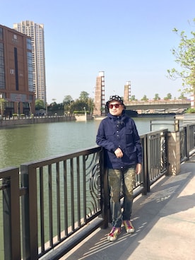 「アイテム（マウンテンパーカー、ブルー系）」を使った、silentpoet66さん（メンズ・175cm）の冬コーディネート