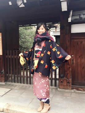 「kimono」｜「アイテム（バッグ）」を使った、narinさん（レディース・165cm）の秋コーディネート