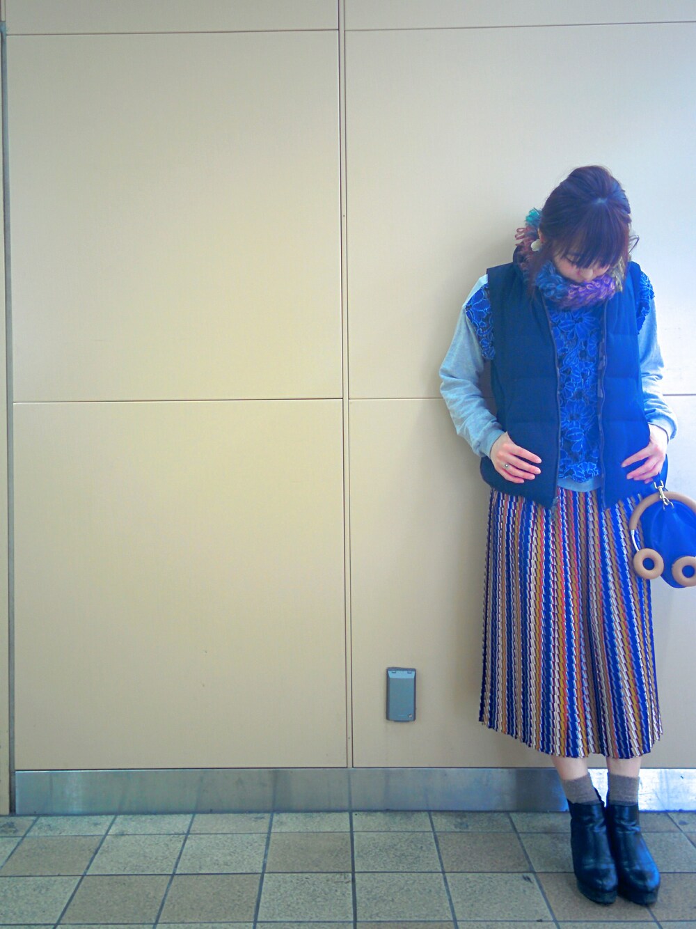 「春コーデ、お花見コーデ、coquleスタイル」｜「COQULEのアイテム（スウェット、ブルー系）」を使った、hossy☆さん（レディース・161cm）の春コーディネートの1枚目の写真