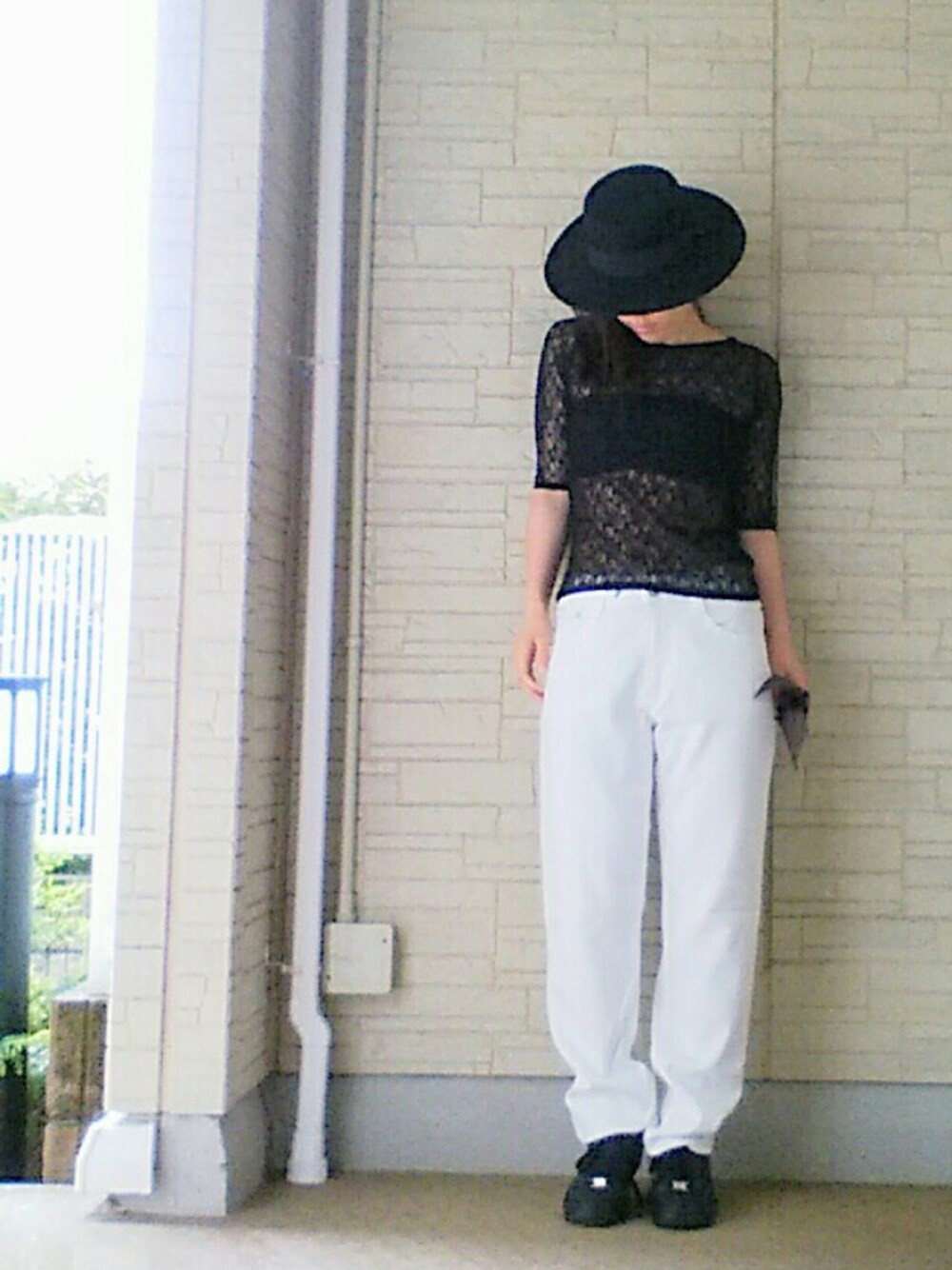 「衣装」｜「Heatherのアイテム（シャツ/ブラウス、ブラック系）」を使った、hossy☆さん（レディース・161cm）の夏コーディネートの1枚目の写真