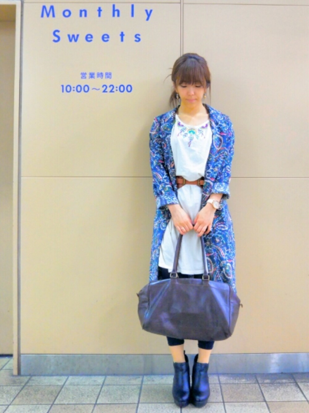 「グレープフルーツムーンのアイテム（テーラードジャケット、ブルー系）」を使った、hossy☆さん（レディース・161cm）の秋コーディネートの1枚目の写真