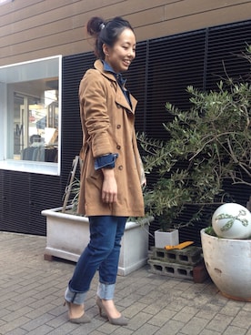 「IENA（イエナ）のアイテム（デニムパンツ）」を使った、shokoさん（レディース・163cm）の冬コーディネート