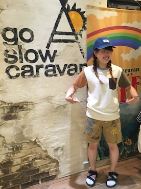 「goslowcaravan」｜「アイテム（キャップ）」を使った、GSCkichijoji546さん（レディース・154cm）の夏コーディネート