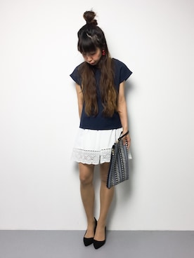 「MICOAMERI（ミコアメリ）のアイテム（その他パンツ）」を使った、naoさん（レディース・163cm）の春コーディネート