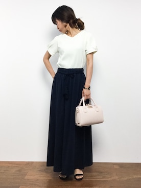 「EDIT COLOGNE（エディットコロン）のアイテム（ハンドバッグ）」を使った、naoさん（レディース・163cm）の春コーディネート