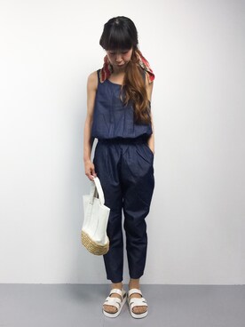 「SEVENDAYS=SUNDAY（セブンデイズサンデイ）のアイテム（つなぎ/オールインワン）」を使った、naoさん（レディース・163cm）の夏コーディネート