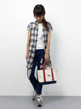 「5441 by sunduck（ゴーヨンヨンイチバイサンダック）のアイテム」を使った、naoさん（レディース・163cm）の夏コーディネート