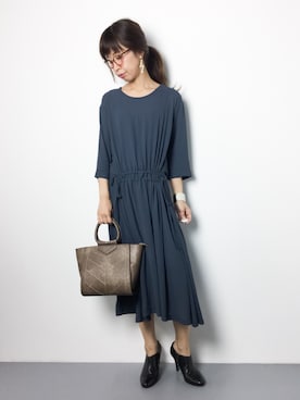 「PLAIN CLOTHING（プレーンクロージング）のアイテム（ワンピース/ドレス）」を使った、naoさん（レディース・163cm）の秋コーディネート