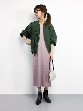 「カジュアルダウン」｜「アイテム（MA-1）」を使った、naoさん（レディース・163cm）の秋コーディネート