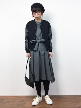 「NATURAL BEAUTY BASIC（ナチュラルビューティーベーシック）のアイテム（スタジャン）」を使った、naoさん（レディース・163cm）の秋コーディネート