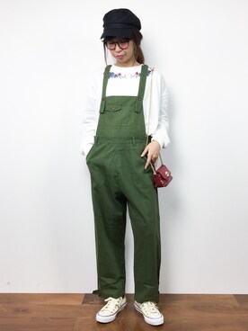 「チャイハネ（チャイハネ）のアイテム（サロペット/オーバーオール）」を使った、naoさん（レディース・163cm）の冬コーディネート