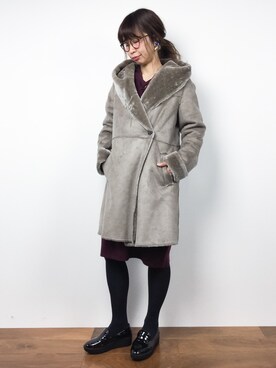 「STUDIOUS（ステュディオス）のアイテム（ムートンコート）」を使った、naoさん（レディース・163cm）の冬コーディネート