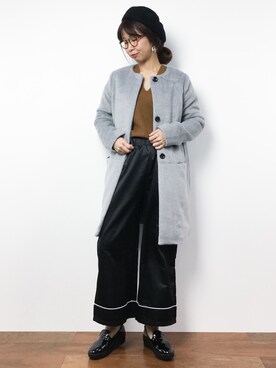 「clear（クリア）のアイテム（ノーカラージャケット）」を使った、naoさん（レディース・163cm）の冬コーディネート
