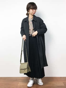 「SALON adam et rope'（サロン アダム エ ロペ）のアイテム（ステンカラーコート）」を使った、naoさん（レディース・163cm）の冬コーディネート