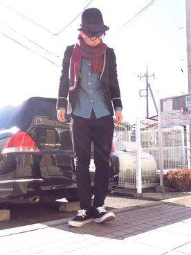「Rodeo Crowns（ロデオクラウンズ）のアイテム（レッグウェア）」を使った、ゆうすけさん（メンズ・176cm）の冬コーディネート