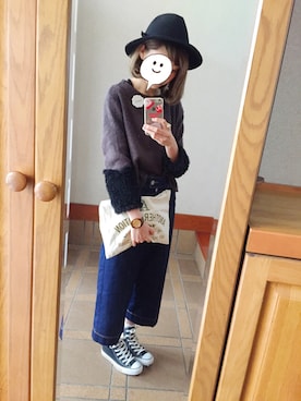 「アイテム（ブローチ/コサージュ、ホワイト系）」を使った、🐇さん（レディース・163cm）の秋コーディネート