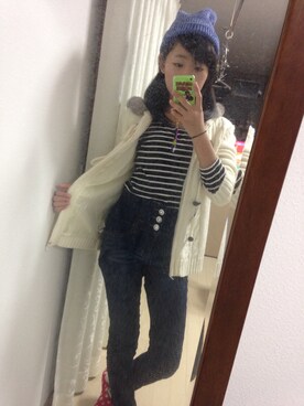 「ハイウエストパンツ」｜「アイテム（ダッフルコート）」を使った、もにょんさん（レディース・155cm）の秋コーディネート