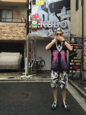 「AMBUSH（アンブッシュ）のアイテム（キャップ）」を使った、しかぞうさん（メンズ・178cm）の夏コーディネート