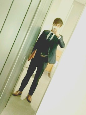 「スーツ」｜りみっくすさん（メンズ・177cm）の冬コーディネート