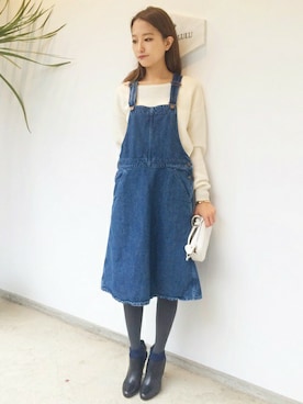 「edit for lulu」｜「アイテム（サロペット/オーバーオール）」を使った、Yuriさん（レディース・156cm）の秋コーディネート
