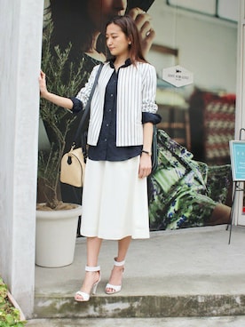 「アイテム（ノーカラージャケット、その他）」を使った、Yuriさん（レディース・156cm）の春コーディネート