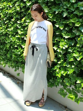 「EDIT. FOR LULU（エディットフォールル）の◆ミニ裏毛 ロングスカート（スカート）」を使った、Yuriさん（レディース・156cm）の春コーディネート