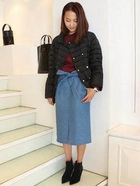 「アイテム（スウェット、ピンク系）」を使った、Yuriさん（レディース・156cm）の秋コーディネート